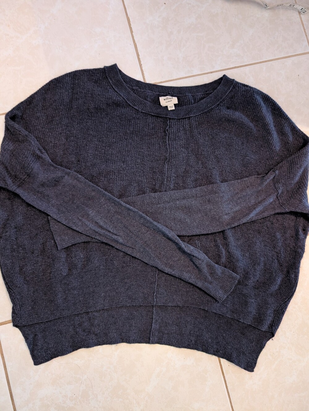 Aritzia Wilfred Navy Blue Crewneck Knit Sweater Oversized